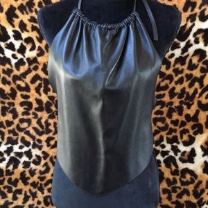 Black leather halter top small